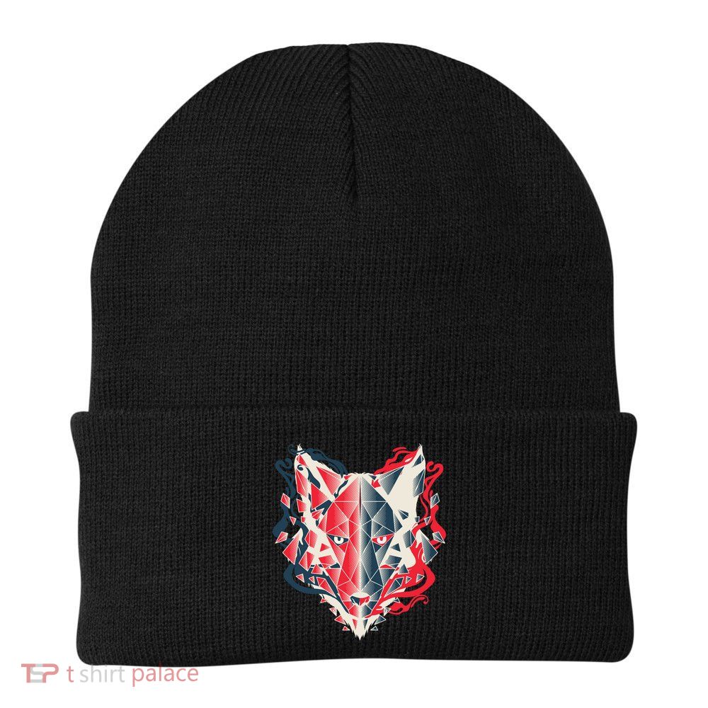 Wolf Head Polygonal Beanie