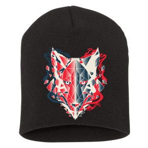 Wolf Head Polygonal Short Acrylic Beanie