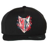 Wolf Head Polygonal Wool Snapback Cap