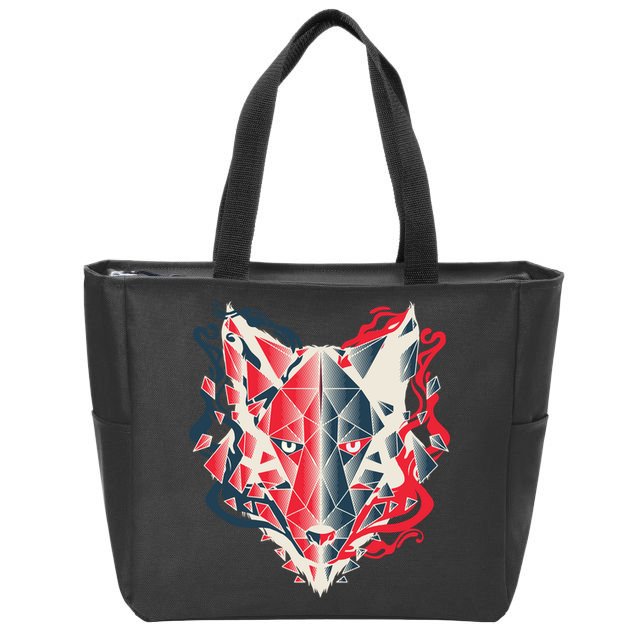 Wolf Head Polygonal Zip Tote Bag