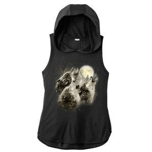 Wolf Howl Ladies PosiCharge Tri-Blend Wicking Draft Hoodie Tank