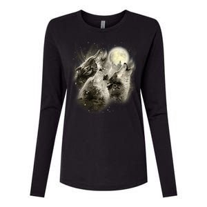 Wolf Howl Womens Cotton Relaxed Long Sleeve T-Shirt