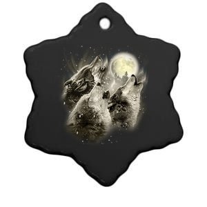 Wolf Howl Ceramic Star Ornament