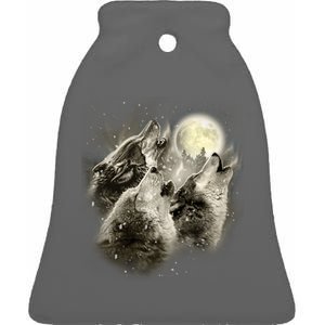 Wolf Howl Ceramic Bell Ornament