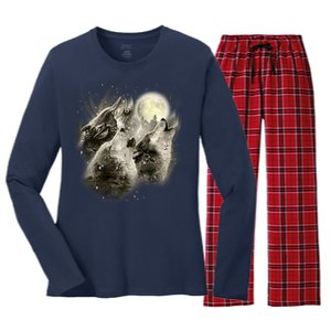 Wolf Howl Women's Long Sleeve Flannel Pajama Set 