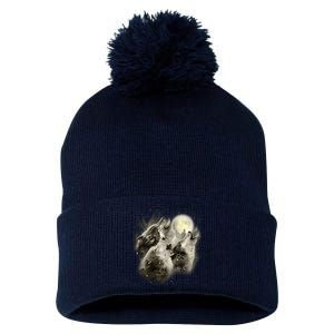 Wolf Howl Pom Pom 12in Knit Beanie