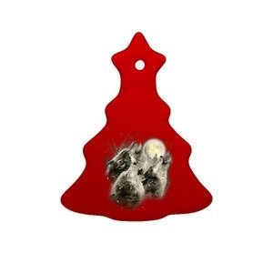 Wolf Howl Ceramic Tree Ornament