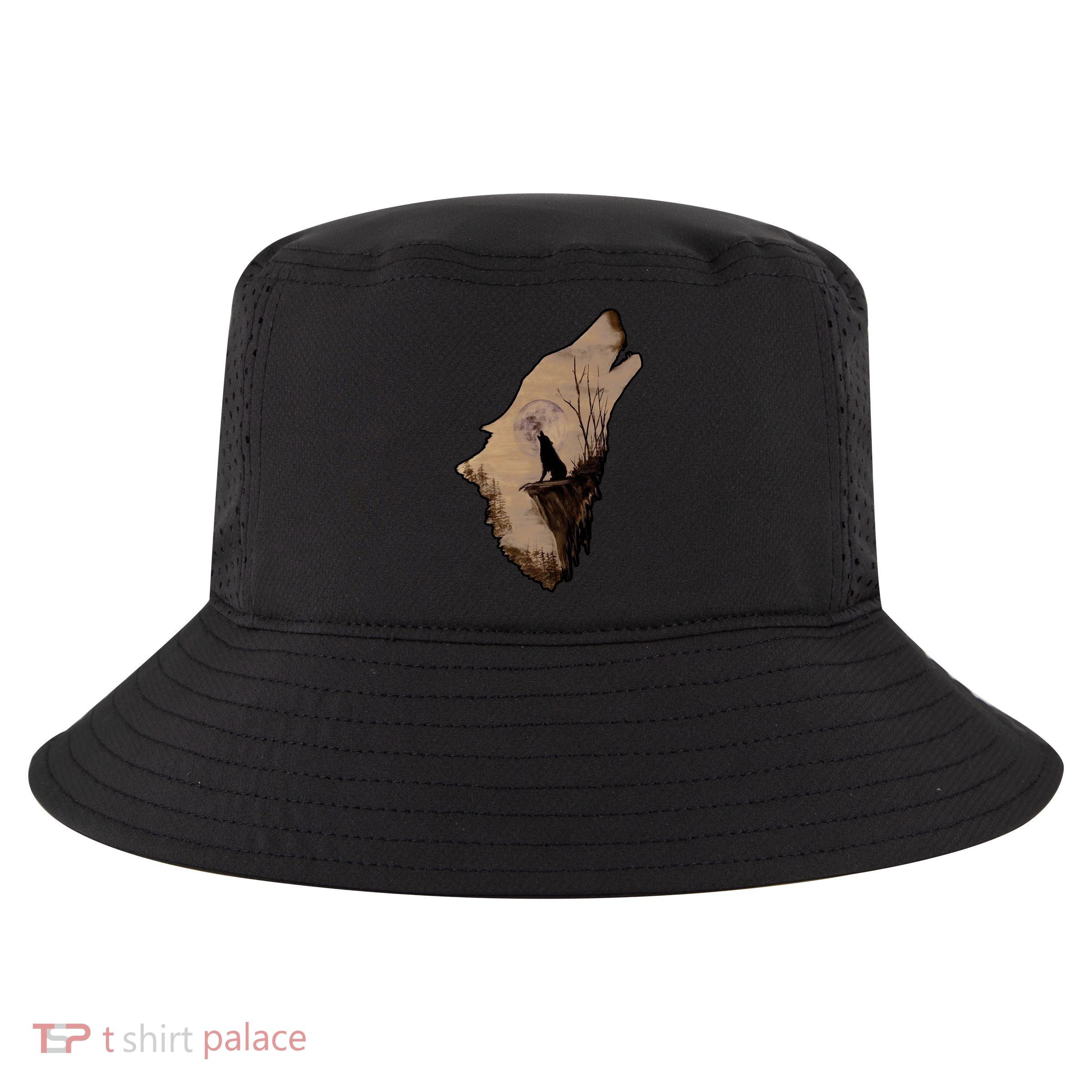 Wolf Howling Alone Cool Comfort Performance Bucket Hat