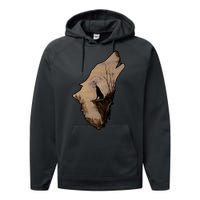 Wolf Howling Alone Performance Fleece Hoodie