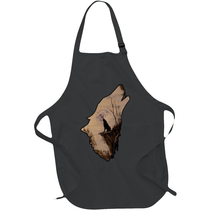 Wolf Howling Alone Apron