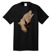 Wolf Howling Alone Tall T-Shirt