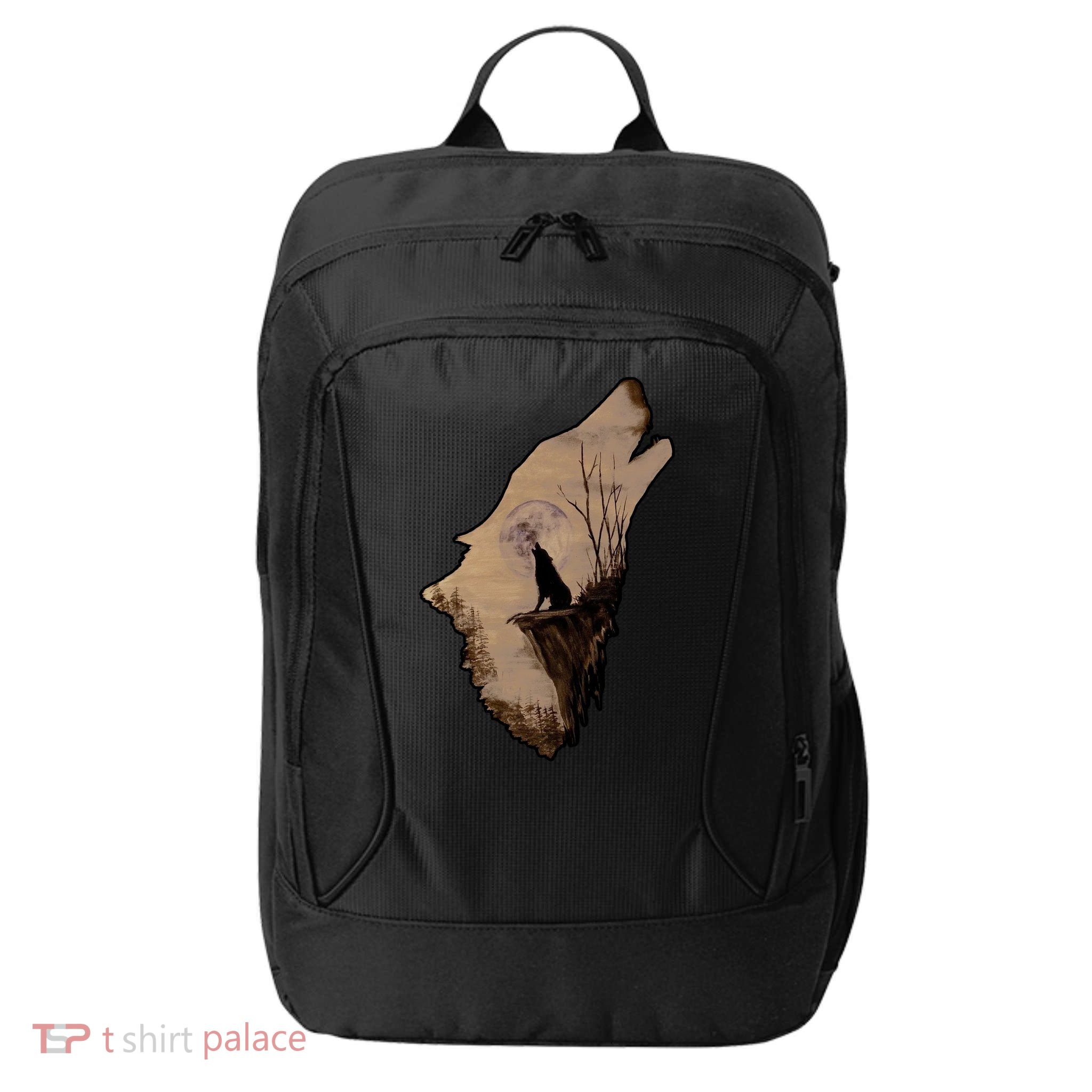Wolf Howling Alone City Backpack