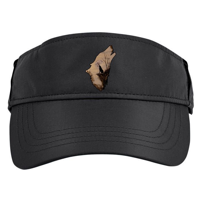 Wolf Howling Alone Adult Drive Performance Visor
