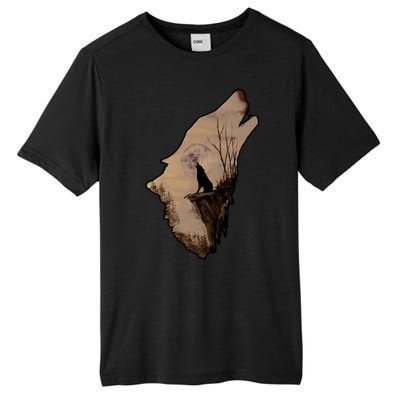 Wolf Howling Alone Tall Fusion ChromaSoft Performance T-Shirt