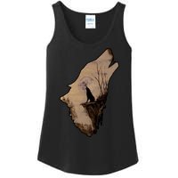 Wolf Howling Alone Ladies Essential Tank