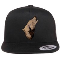 Wolf Howling Alone Flat Bill Trucker Hat