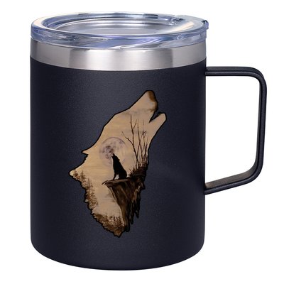 Wolf Howling Alone 12oz Stainless Steel Coffee Mug