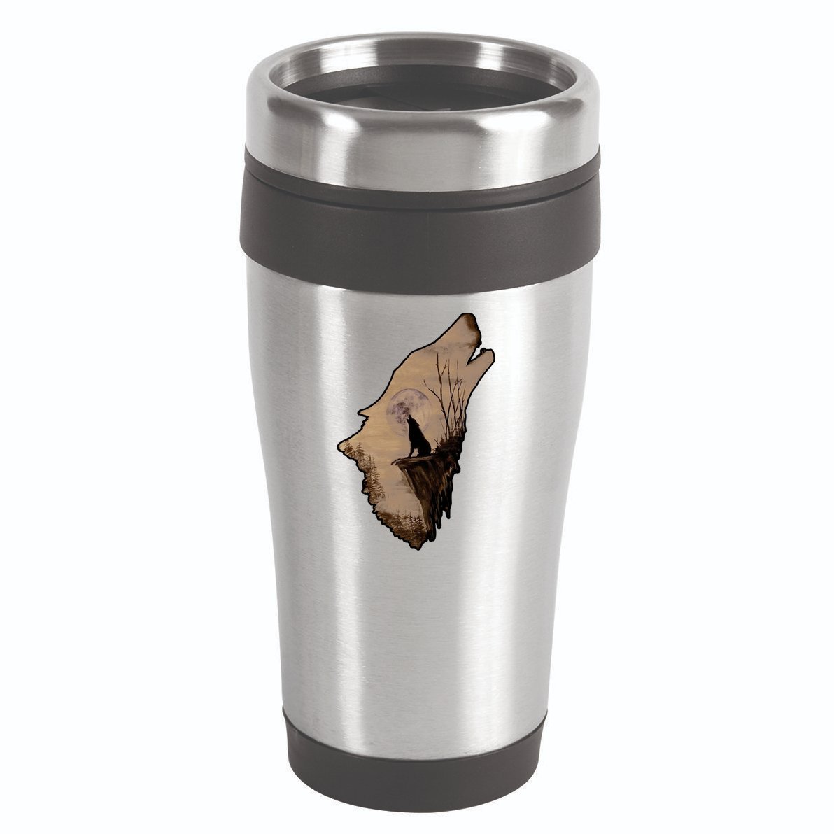 Wolf Howling Alone 16oz Travel Tumbler