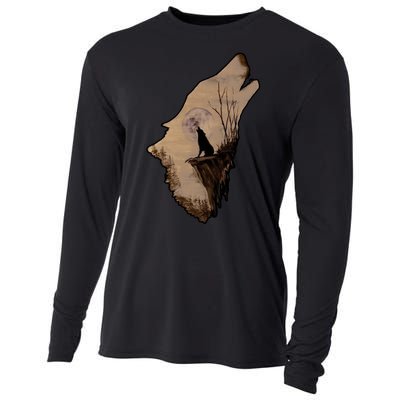 Wolf Howling Alone Cooling Performance Long Sleeve Crew