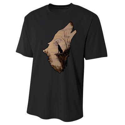 Wolf Howling Alone Performance Sprint T-Shirt