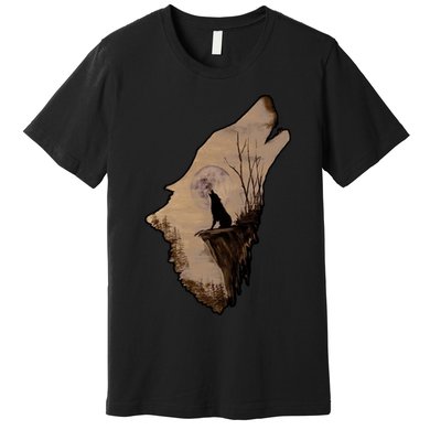 Wolf Howling Alone Premium T-Shirt