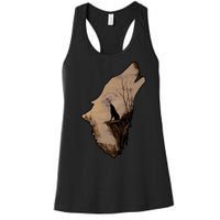 Wolf Howling Alone Women's Racerback Tank