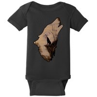 Wolf Howling Alone Baby Bodysuit