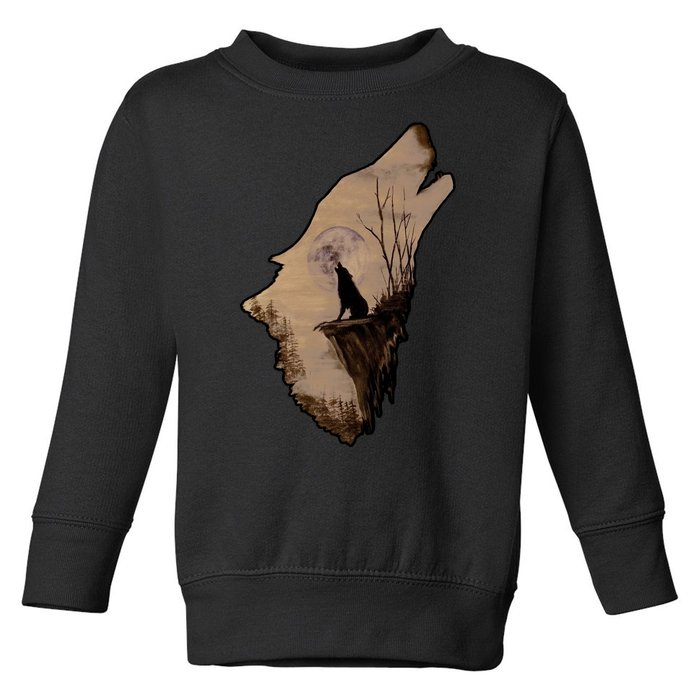 Wolf Howling Alone Toddler Sweatshirt