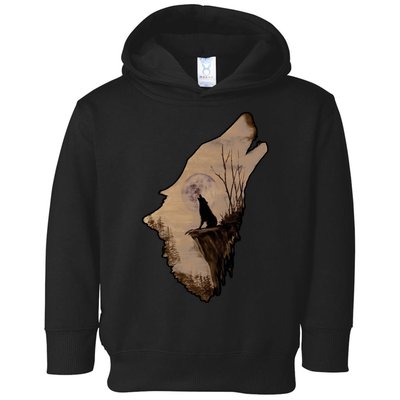 Wolf Howling Alone Toddler Hoodie