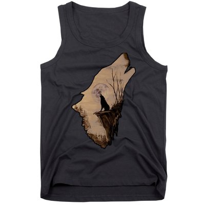 Wolf Howling Alone Tank Top