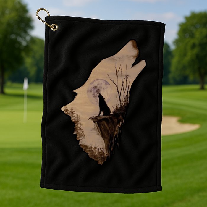 Wolf Howling Alone Golf Towel