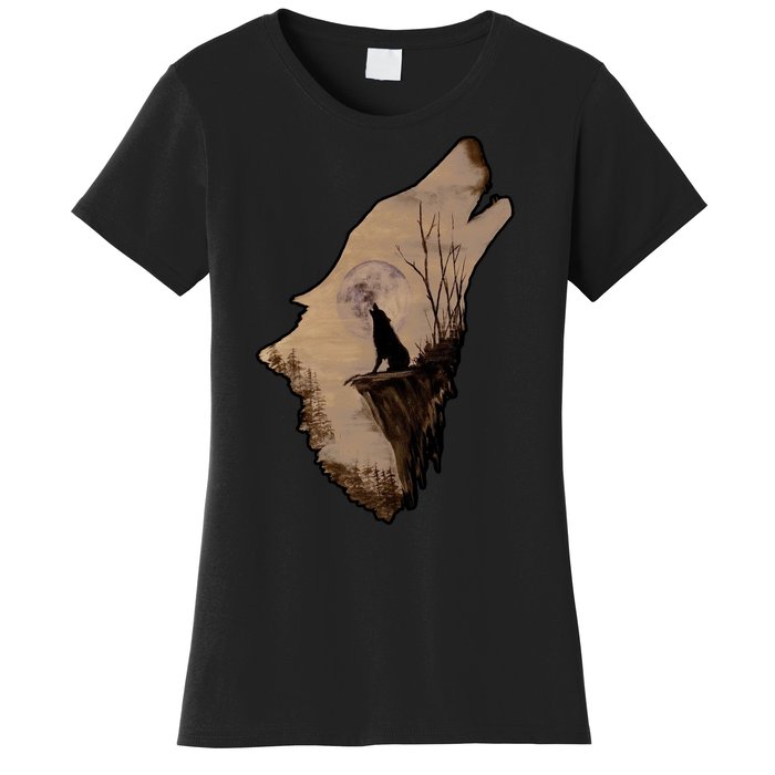 Wolf Howling Alone Women's T-Shirt