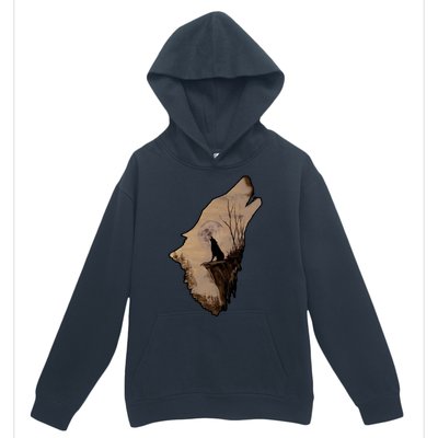 Wolf Howling Alone Urban Pullover Hoodie