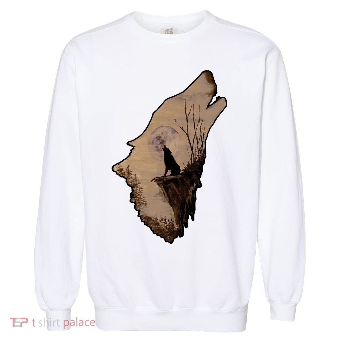 Wolf Howling Alone Garment-Dyed Sweatshirt