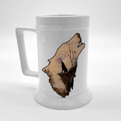 Wolf Howling Alone Beer Stein