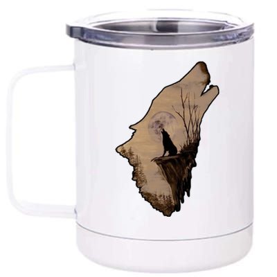 Wolf Howling Alone 12 oz Stainless Steel Tumbler Cup