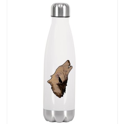 Wolf Howling Alone Stainless Steel Insulated Water Bottle