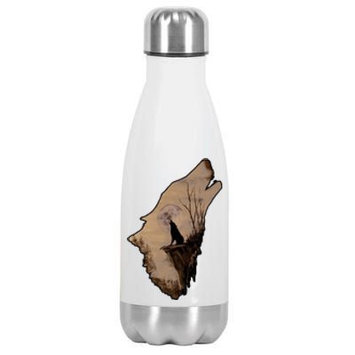 Wolf Howling Alone Stainless Steel Insulated Water Bottle