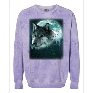 Wolf Moon Forest Wilderness  Colorblast Crewneck Sweatshirt