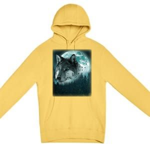 Wolf Moon Forest Wilderness  Premium Pullover Hoodie