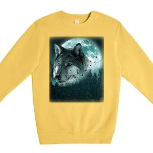 Wolf Moon Forest Wilderness  Premium Crewneck Sweatshirt