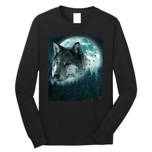 Wolf Moon Forest Wilderness  Long Sleeve Shirt