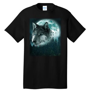 Wolf Moon Forest Wilderness  Tall T-Shirt