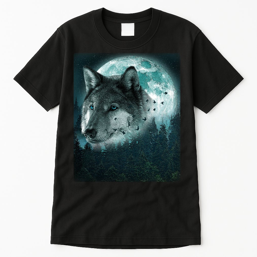 Wolf Moon Forest Wilderness  Tall T-Shirt