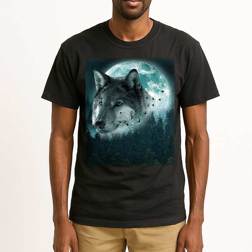 Wolf Moon Forest Wilderness  Tall T-Shirt