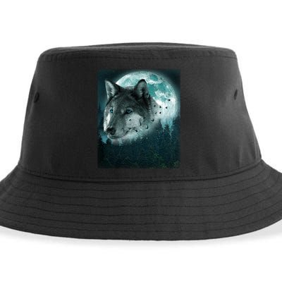 Wolf Moon Forest Wilderness  Sustainable Bucket Hat