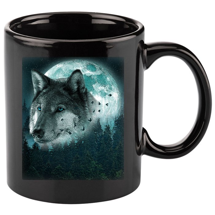 Wolf Moon Forest Wilderness  11oz C Handle Ceramic Mug