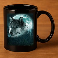 Wolf Moon Forest Wilderness  11oz C Handle Ceramic Mug