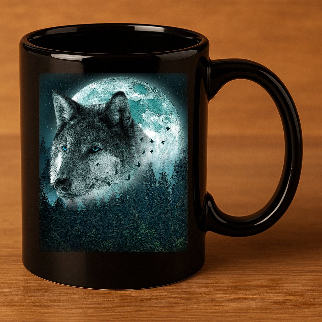 Wolf Moon Forest Wilderness  11oz C Handle Ceramic Mug