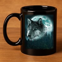 Wolf Moon Forest Wilderness  11oz C Handle Ceramic Mug